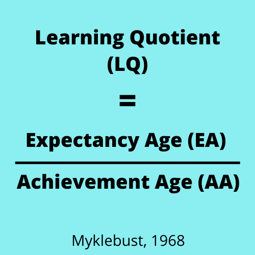 Learning Quotient Formula - Myklebust - Learning Disabilities Test 