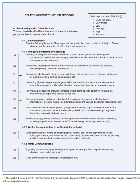 Example of PAQ Questions