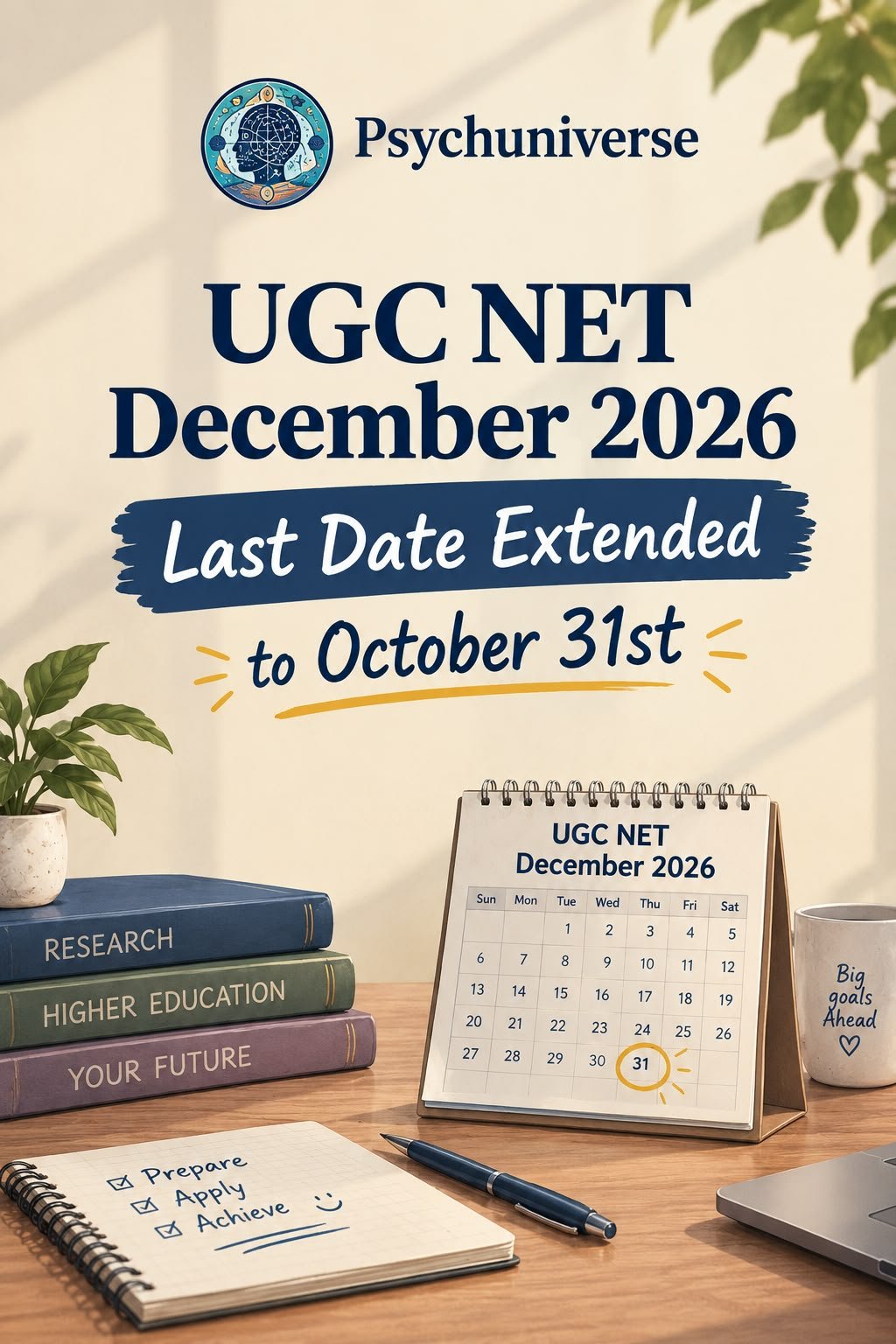 UGC NET December 2026 Last Date Extended to October 31